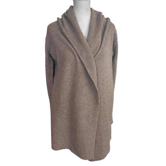 Vince Tan Beige Hooded Yak / Wool  Open Cardigan Sweater Womens Size Small - Picture 2 of 5